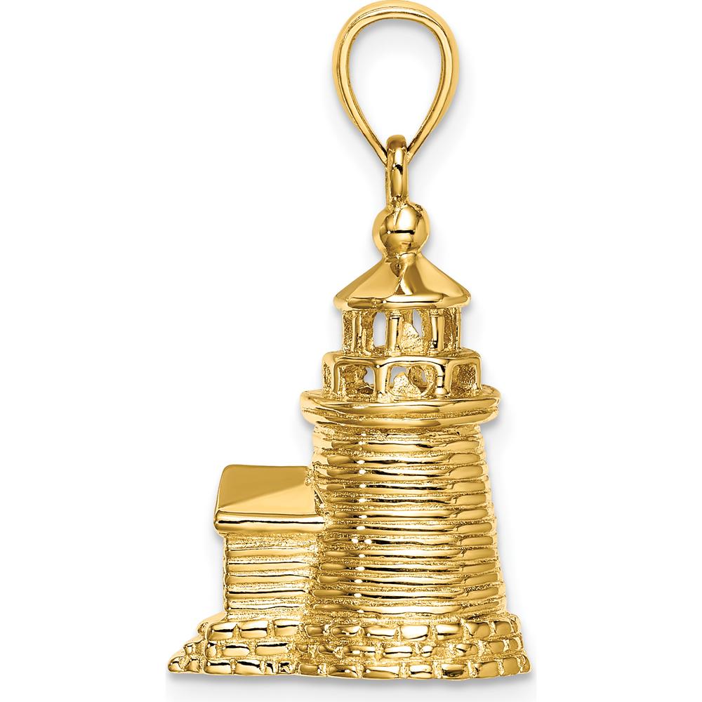14K Yellow Gold 3D Brant Point Lighthouse Pendant Inspired by Nantucket Harbor by Oro Pregiato