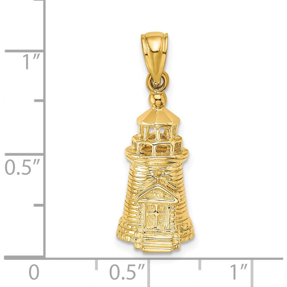 14K Yellow Gold 3D Brant Point Lighthouse Pendant Inspired by Nantucket Harbor by Oro Pregiato