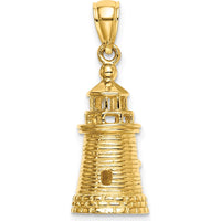14K Yellow Gold 3D Brant Point Lighthouse Pendant Inspired by Nantucket Harbor by Oro Pregiato