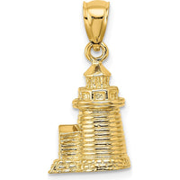 14K Yellow Gold 3D Brant Point Lighthouse Pendant - Nantucket Harbor Inspired Charm by Oro Pregiato