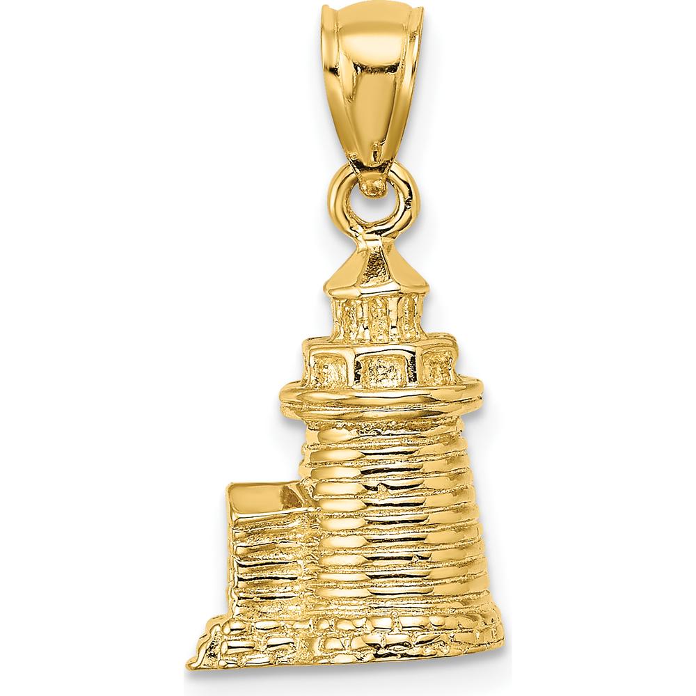 14K Yellow Gold 3D Brant Point Lighthouse Pendant - Nantucket Harbor Inspired Charm by Oro Pregiato