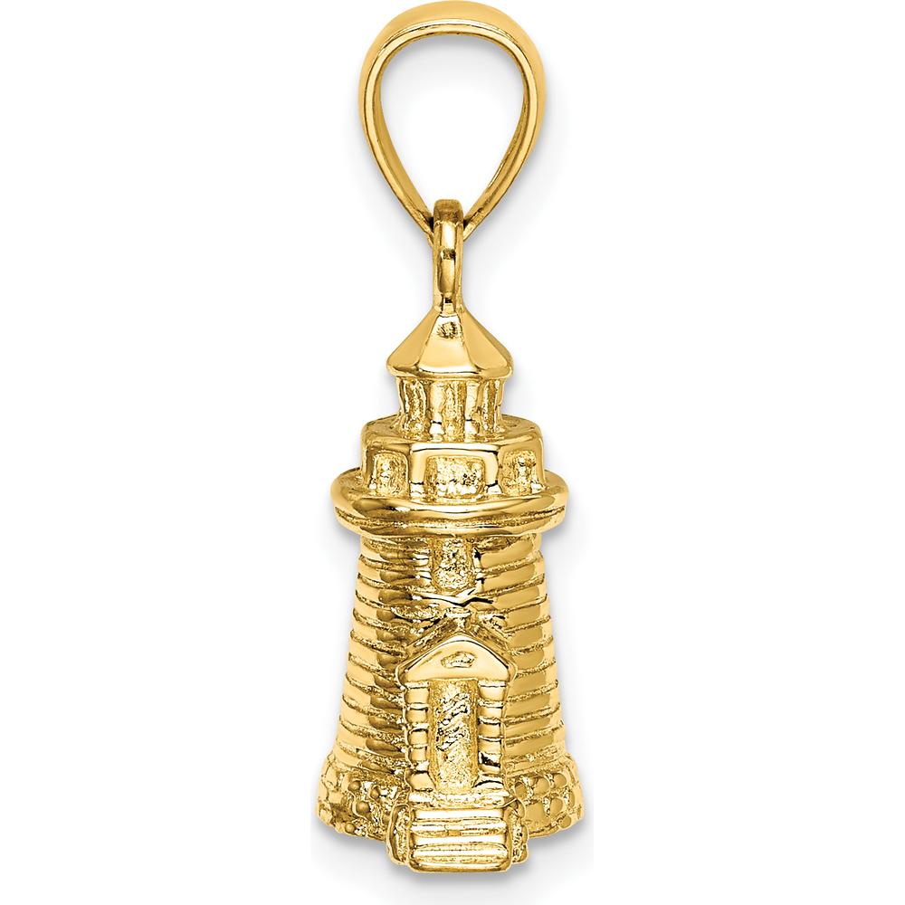 14K Yellow Gold 3D Brant Point Lighthouse Pendant - Nantucket Harbor Inspired Charm by Oro Pregiato