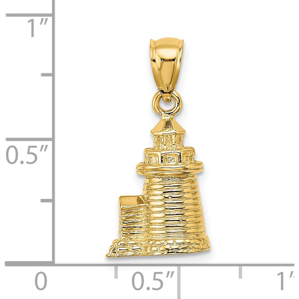 14K Yellow Gold 3D Brant Point Lighthouse Pendant - Nantucket Harbor Inspired Charm by Oro Pregiato