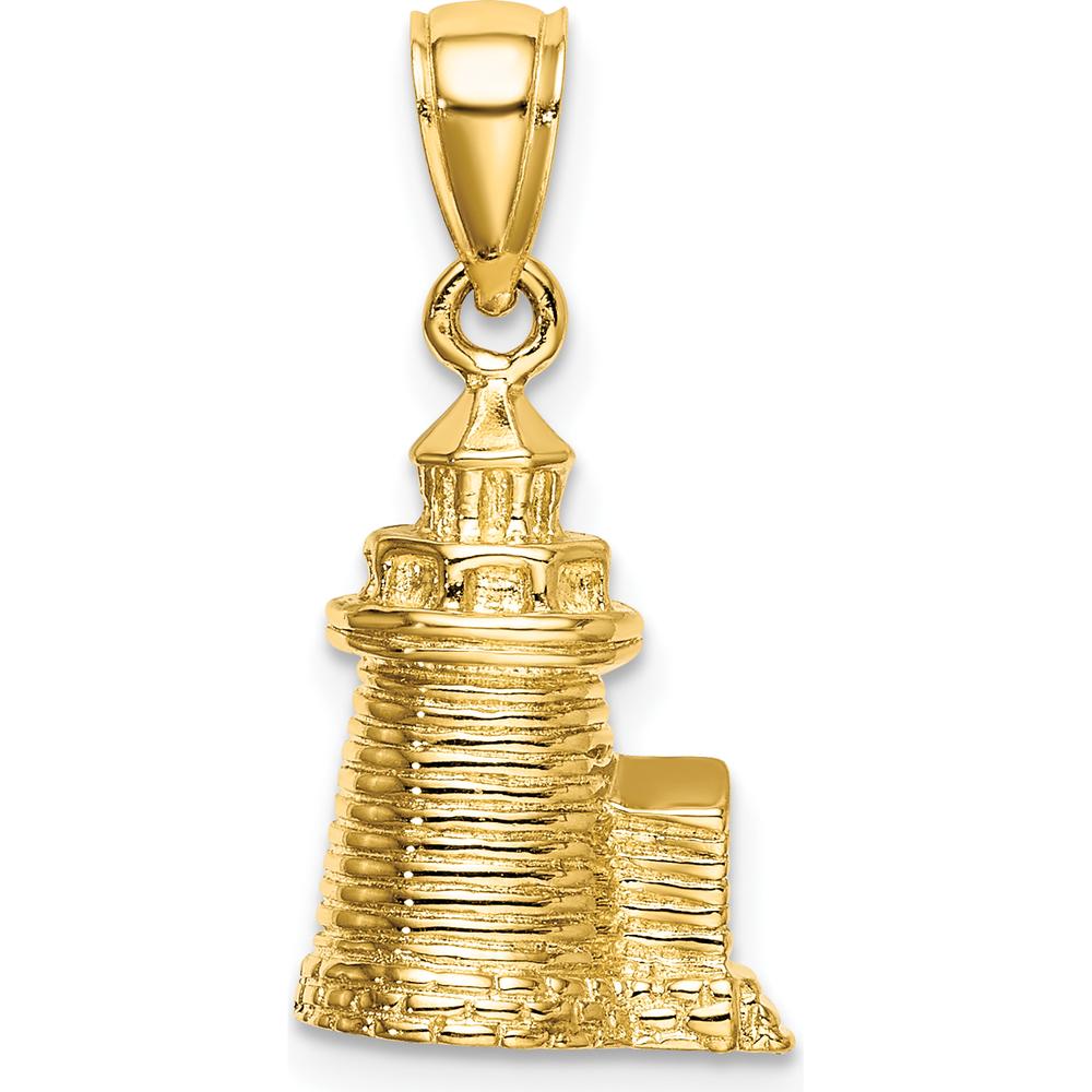 14K Yellow Gold 3D Brant Point Lighthouse Pendant - Nantucket Harbor Inspired Charm by Oro Pregiato
