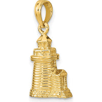 14K Yellow Gold 3D Brant Point Lighthouse Pendant - Nantucket Harbor Inspired Charm by Oro Pregiato