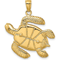 14K Yellow Gold 3D Brown Enamel Sea Turtle Pendant Charm by Oro Pregiato