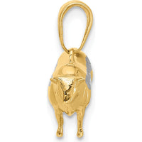 14K Yellow Gold 3D Bull Pendant with White Rhodium Diamond-Cut Accents by Oro Pregiato