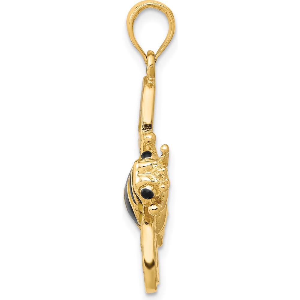 14K Yellow Gold 3D Bumblebee Pendant with Black and Yellow Enamel by Oro Pregiato