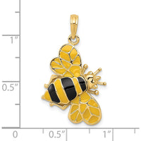 14K Yellow Gold 3D Bumblebee Pendant with Black and Yellow Enamel by Oro Pregiato