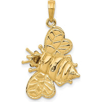 14K Yellow Gold 3D Bumblebee Pendant with Black and Yellow Enamel by Oro Pregiato