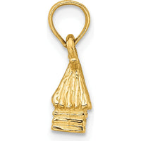 14K Yellow Gold 3D Bungalow Island Hut Charm Pendant by Oro Pregiato