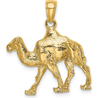 14K Yellow Gold 3D Camel Charm Pendant - Symbolic Animal Design by Oro Pregiato