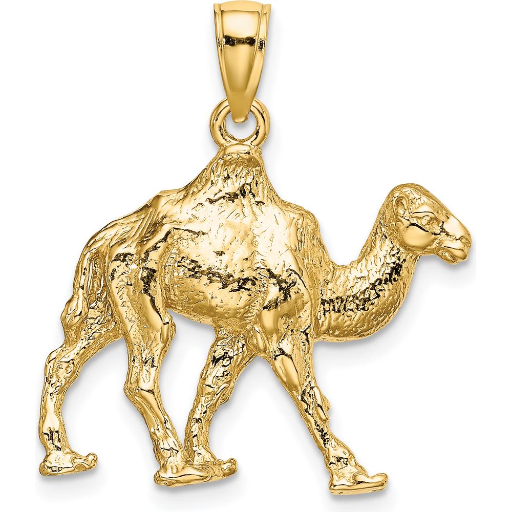14K Yellow Gold 3D Camel Charm Pendant - Symbolic Animal Design by Oro Pregiato