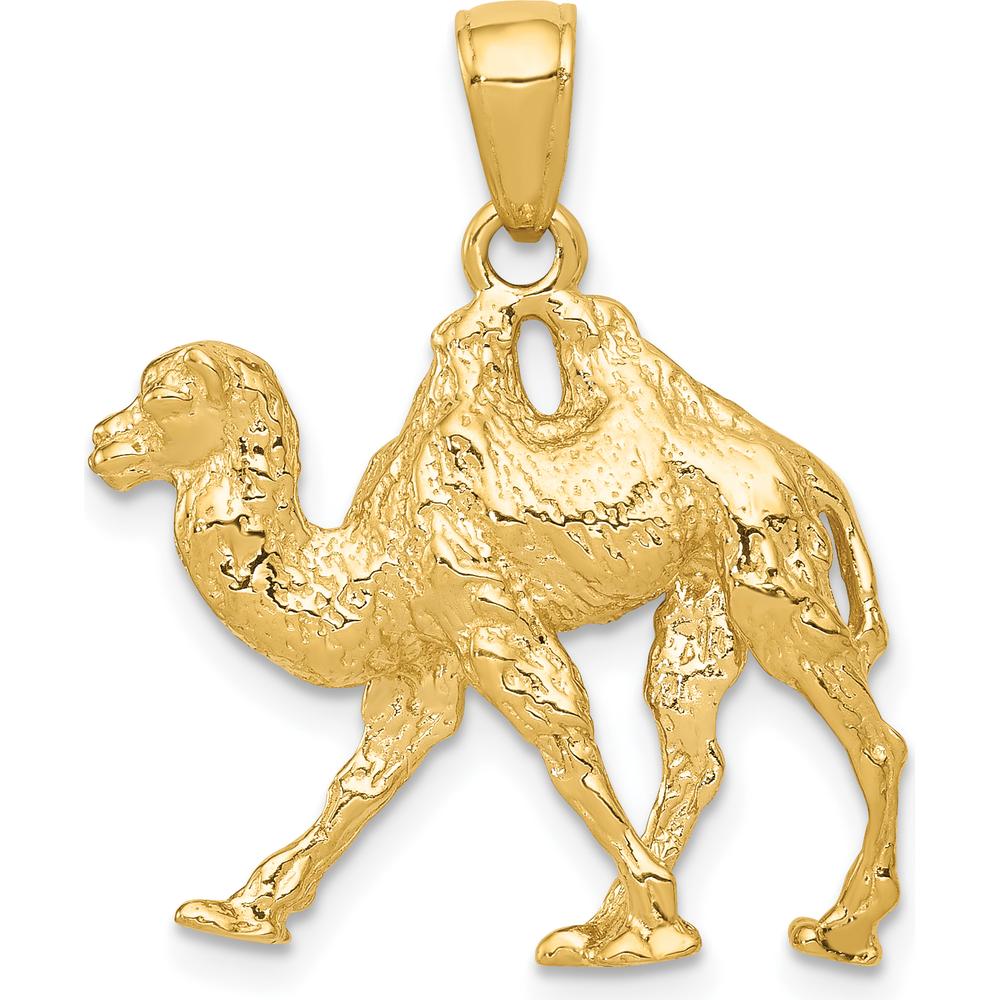 14K Yellow Gold 3D Camel Pendant - 27mm Length, Solid Gold Themed Charm by Oro Pregiato