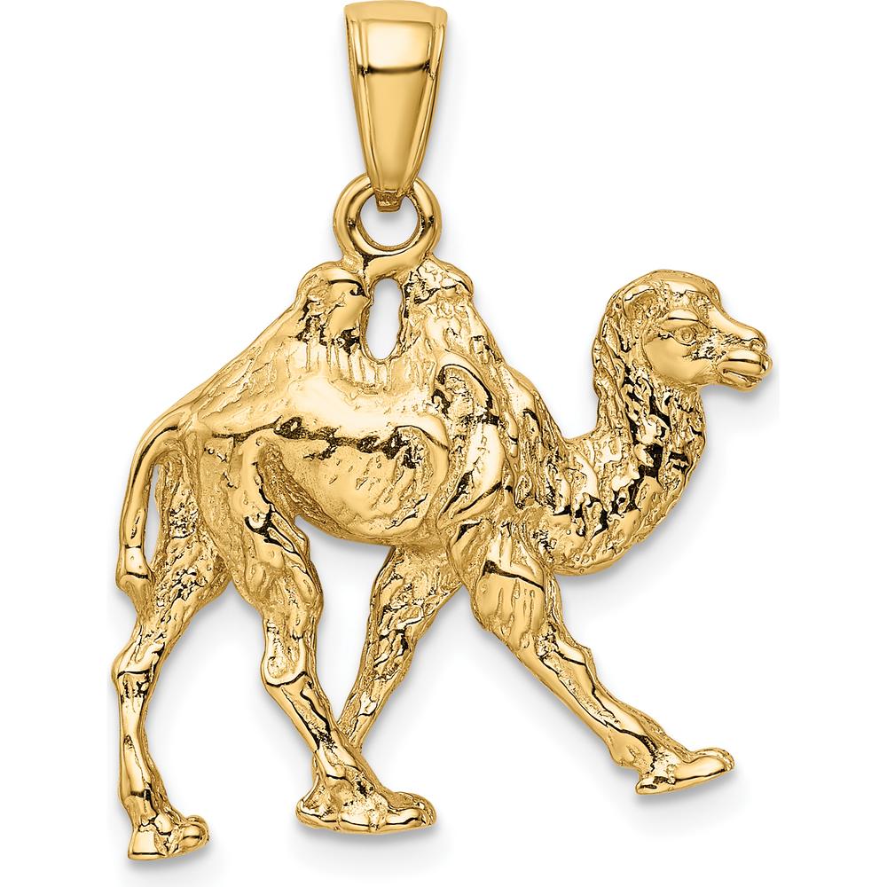 14K Yellow Gold 3D Camel Pendant - 27mm Length, Solid Gold Themed Charm by Oro Pregiato