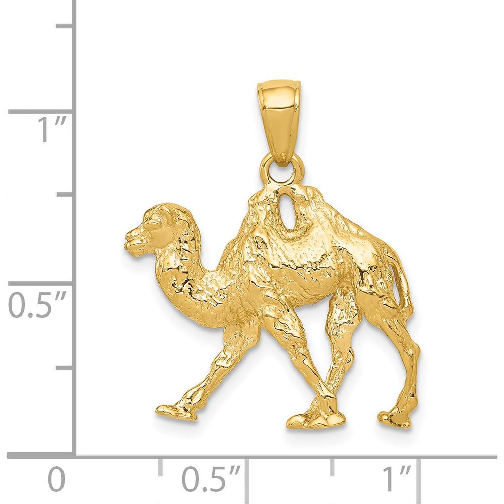 14K Yellow Gold 3D Camel Pendant - 27mm Length, Solid Gold Themed Charm by Oro Pregiato