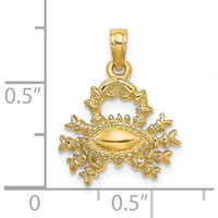 14K Yellow Gold 3D Cancer Zodiac Charm with Textured Detail by Oro Pregiato