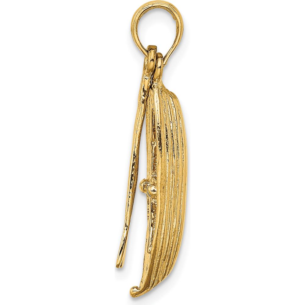 14K Yellow Gold 3D Canoe Pendant with Dangling Oars by Oro Pregiato