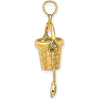 14K Yellow Gold 3D Cape Cod Bucket Charm with Moveable Shovel by Oro Pregiato