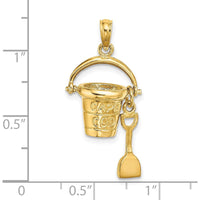 14K Yellow Gold 3D Cape Cod Bucket Charm with Moveable Shovel by Oro Pregiato