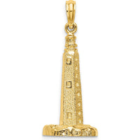 14K Yellow Gold 3D Cape Henlopen Lighthouse Pendant by Oro Pregiato