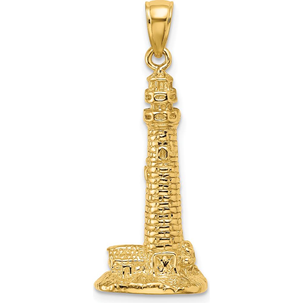 14K Yellow Gold 3D Cape May Lighthouse Pendant with Polished Finish by Oro Pregiato