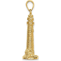 14K Yellow Gold 3D Cape May Lighthouse Pendant with Polished Finish by Oro Pregiato