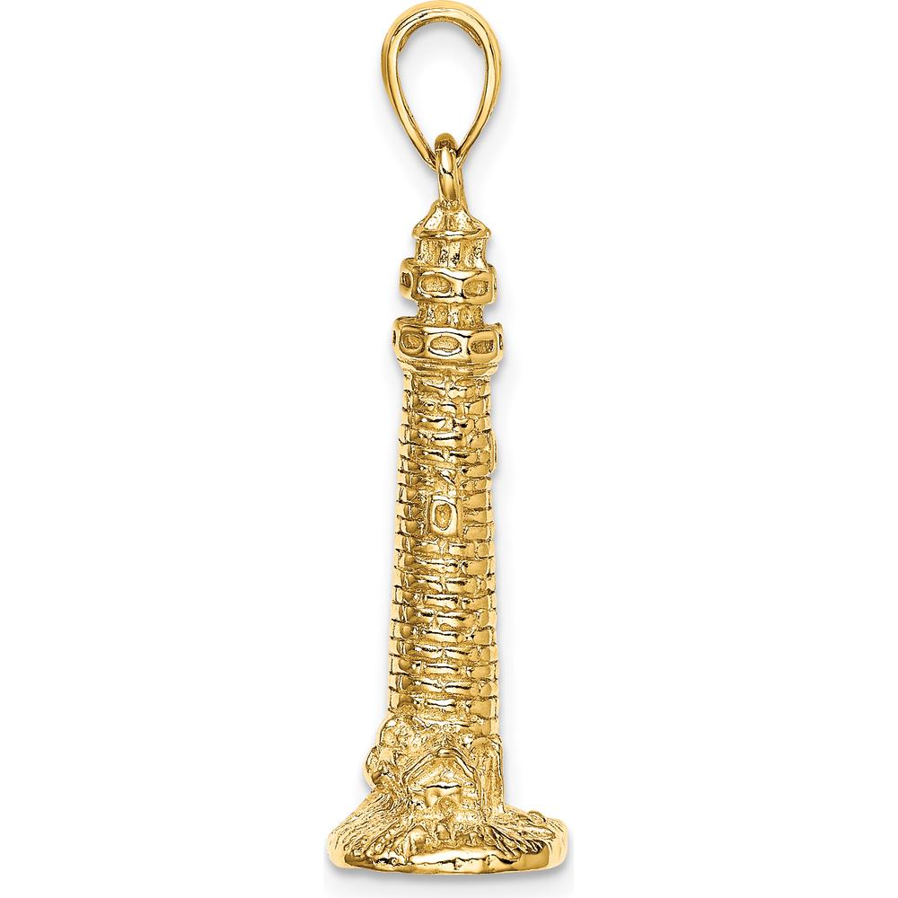 14K Yellow Gold 3D Cape May Lighthouse Pendant with Polished Finish by Oro Pregiato
