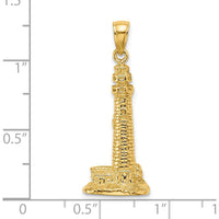 14K Yellow Gold 3D Cape May Lighthouse Pendant with Polished Finish by Oro Pregiato