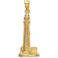 14K Yellow Gold 3D Cape May Lighthouse Pendant with Polished Finish by Oro Pregiato