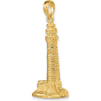 14K Yellow Gold 3D Cape May Lighthouse Pendant with Polished Finish by Oro Pregiato