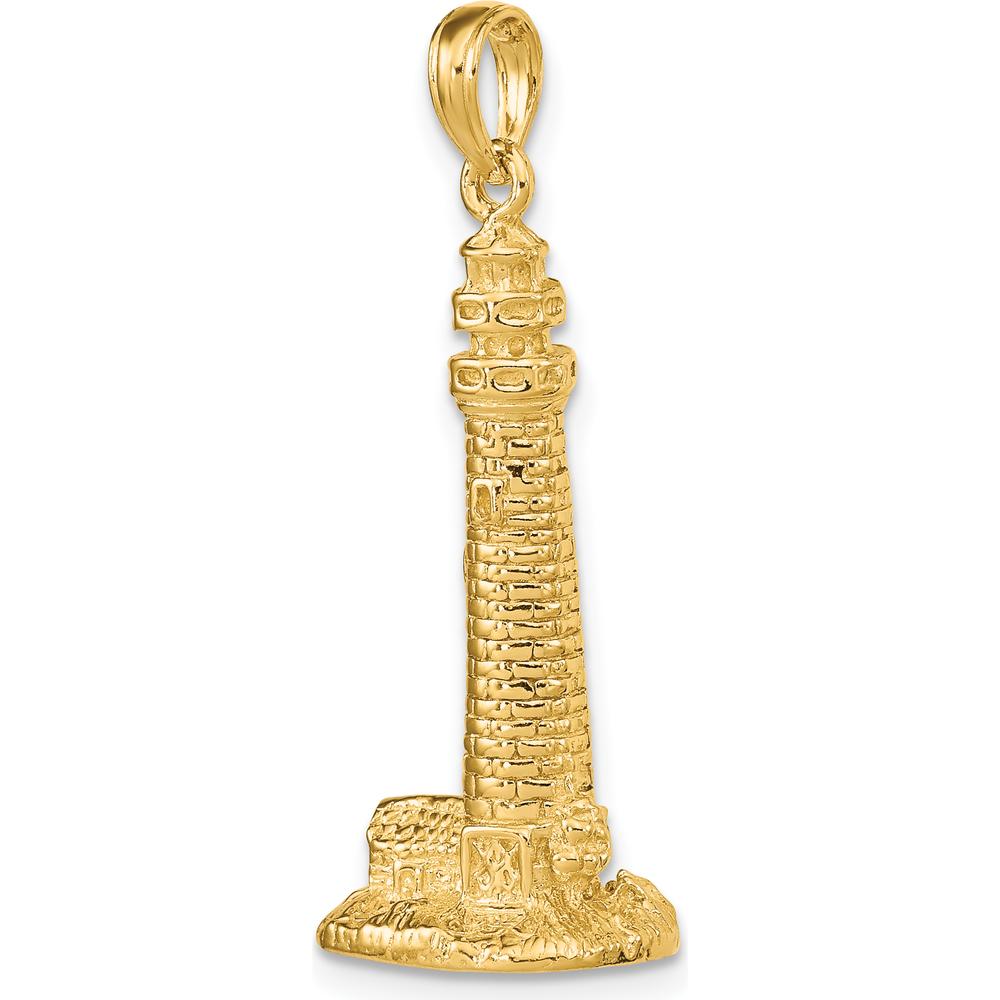 14K Yellow Gold 3D Cape May Lighthouse Pendant with Polished Finish by Oro Pregiato