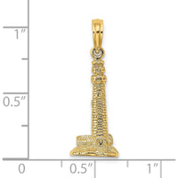 14K Yellow Gold 3D Cape May NJ Lighthouse Charm - Nautical Themed Pendant by Oro Pregiato