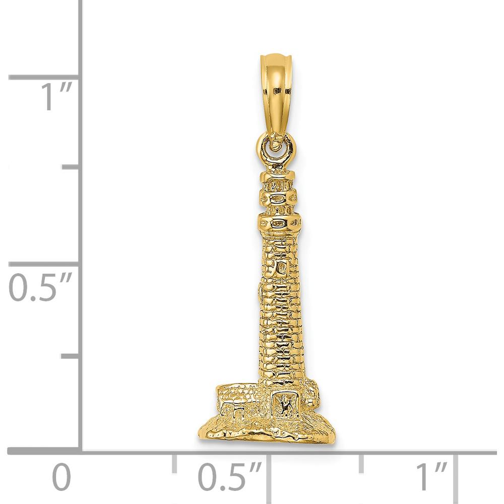 14K Yellow Gold 3D Cape May NJ Lighthouse Charm - Nautical Themed Pendant by Oro Pregiato