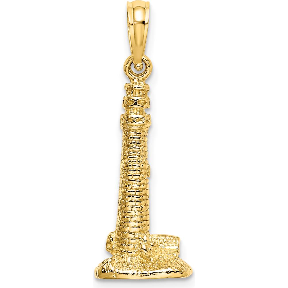 14K Yellow Gold 3D Cape May NJ Lighthouse Charm - Nautical Themed Pendant by Oro Pregiato