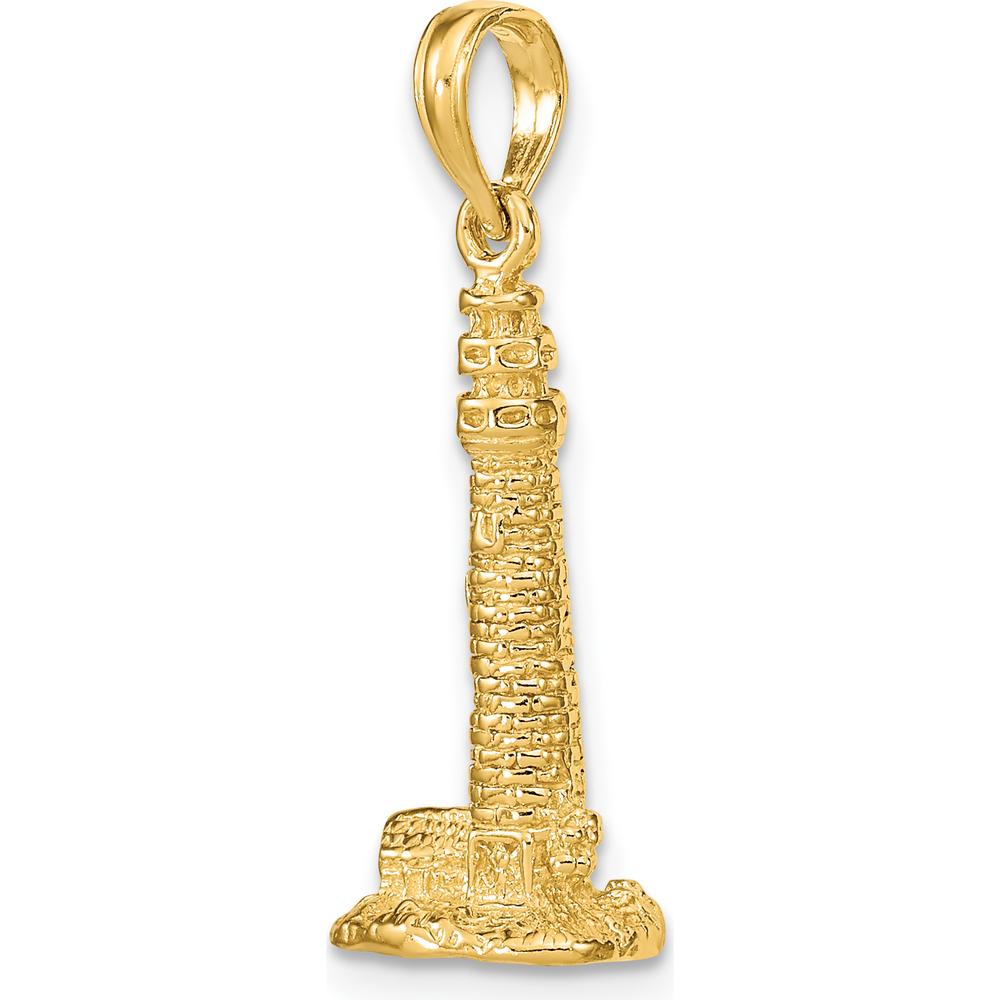 14K Yellow Gold 3D Cape May NJ Lighthouse Charm - Nautical Themed Pendant by Oro Pregiato