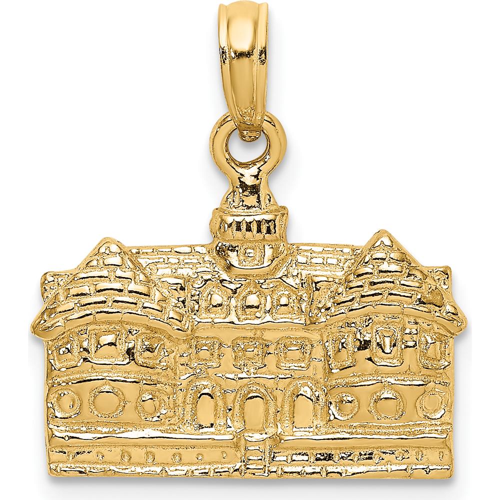 14K Yellow Gold 3D Capitol Building Williamsburg VA Charm - Textured Design by Oro Pregiato
