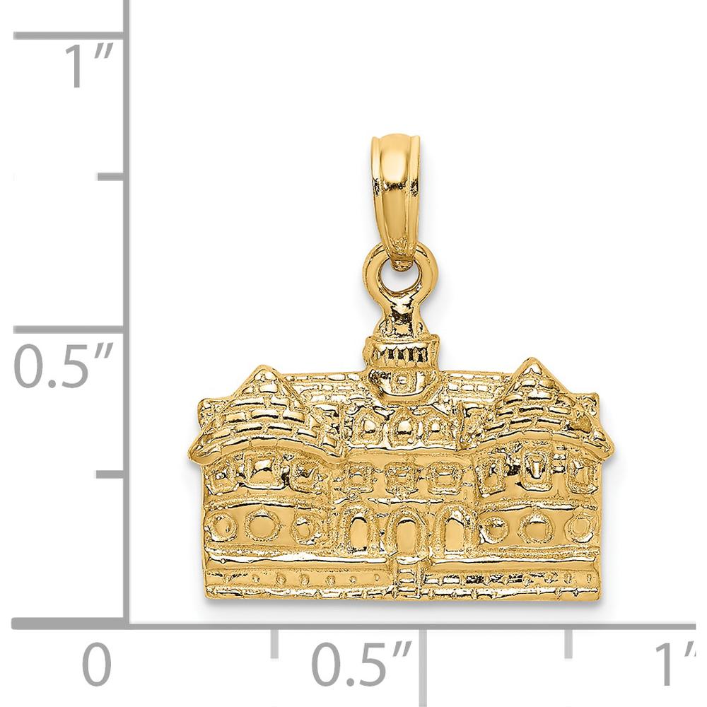 14K Yellow Gold 3D Capitol Building Williamsburg VA Charm - Textured Design by Oro Pregiato