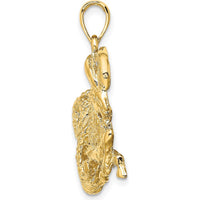 14K Yellow Gold 3D Capricorn Zodiac Charm with Textured Design - 28.7mm Length by Oro Pregiato