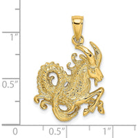 14K Yellow Gold 3D Capricorn Zodiac Charm with Textured Design - 28.7mm Length by Oro Pregiato