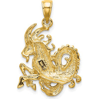 14K Yellow Gold 3D Capricorn Zodiac Charm with Textured Design - 28.7mm Length by Oro Pregiato