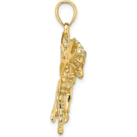 14K Yellow Gold 3D Carousel Horse Charm Pendant - Whimsical Design by Oro Pregiato