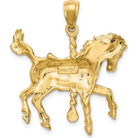 14K Yellow Gold 3D Carousel Horse Charm Pendant - Whimsical Design by Oro Pregiato