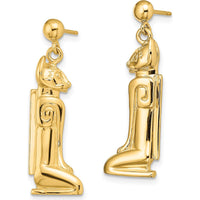 14K Yellow Gold 3D Cat Dangle Earrings, Polished Finish, Statement Jewelry by 0