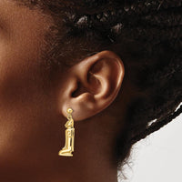 14K Yellow Gold 3D Cat Dangle Earrings, Polished Finish, Statement Jewelry by 0