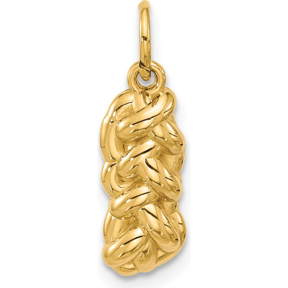 14K Yellow Gold 3D Challah Bread Charm Pendant by Oro Pregiato