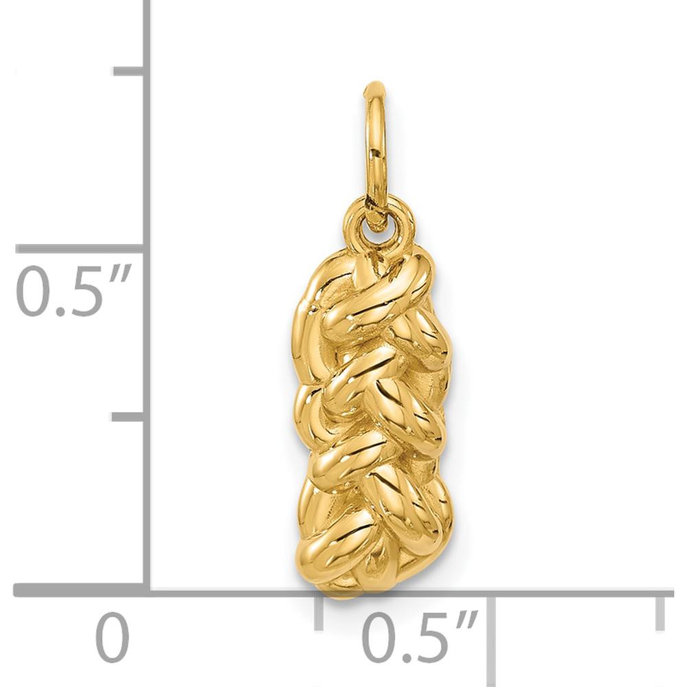 14K Yellow Gold 3D Challah Bread Charm Pendant by Oro Pregiato