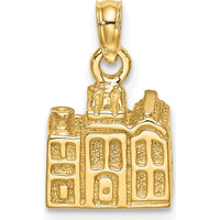 14K Yellow Gold 3D Charleston Rainbow Row Buildings Charm with Textured Finish - 13.3mm Length by Oro Pregiato