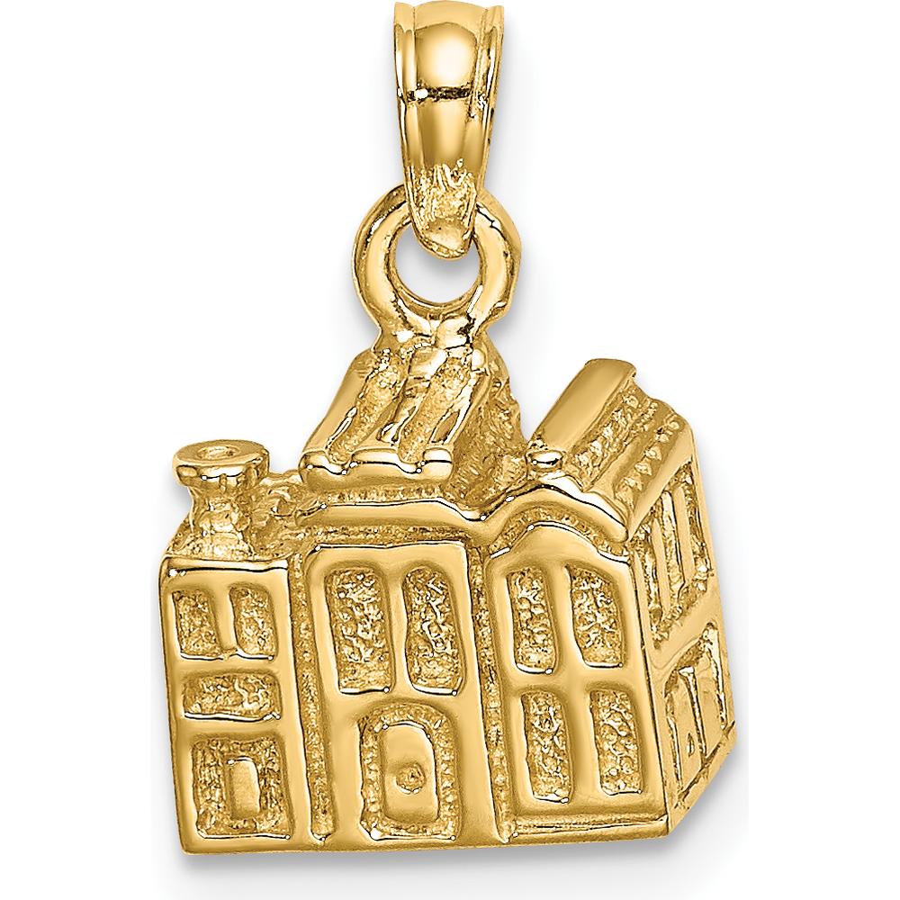 14K Yellow Gold 3D Charleston Rainbow Row Buildings Charm with Textured Finish - 13.3mm Length by Oro Pregiato