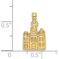 14K Yellow Gold 3D Charleston Rainbow Row Buildings Charm with Textured Finish - 13.3mm Length by Oro Pregiato